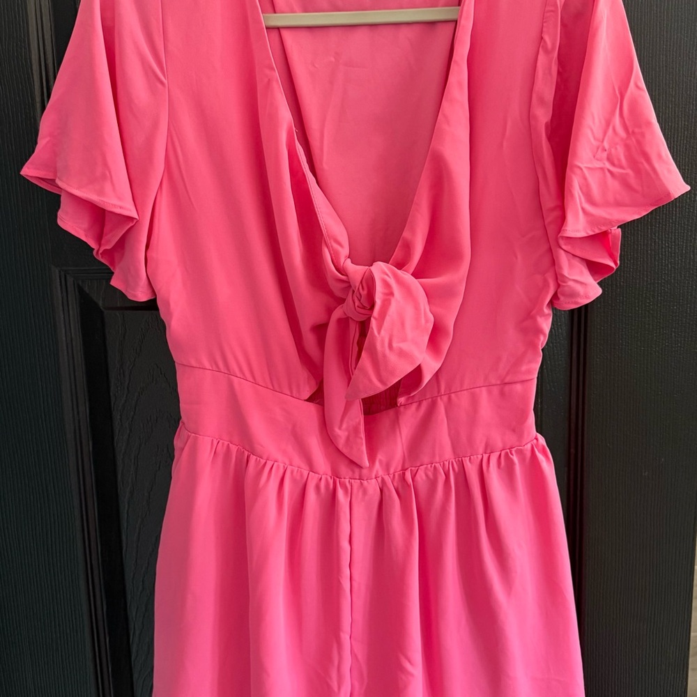 Pink Tie-Front Dress